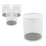 Leviatan Metalen pennenkoker, 24 stuks, ronde pennenhouder van draadmetaal, mesh, multifunctionele beker voor balpen, diameter 91 mm, parelmoerkleuren