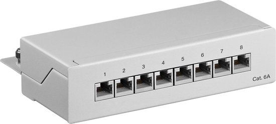 LogiLink CAT6a Gigabit Desktop Patch Panel 1U 8-Port - Shielded - Grey