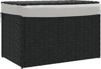 vidaXL Wasmand met deksel 55,5x35x34 cm poly rattan zwart