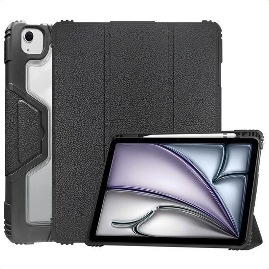 Accezz Tablet Hoes - Geschikt voor Apple iPad Air 5 (2022) / Air 4 (2020) / Air 11 inch (2026) M4 / Air 11 inch (2025) M3 / Air 11 inch (2024) M2 - Trifold Bookcase - Zwart
