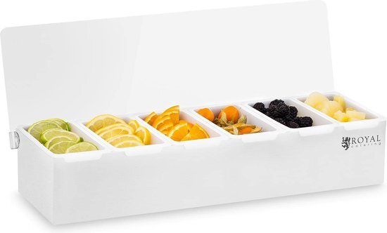 Royal Catering Ingrediëntencontainer opzetstelling - RVS/PP - 6 x 450 ml