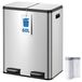 Poubelle double de 60 litres, en acier inoxydable, avec couvercle à fermeture douce et commande au pied
