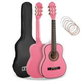 3rd Avenue 1/4 formaat klassieke Spaanse gitaar voor kinderen, beginnerspakket, met nylon snaren, tas, snaren - roze