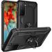 Phonillico® Zwarte hoes voor Samsung S21 FE 5G - Schokbestendige bescherming Robuuste militaire stijl 360 graden roterende ring