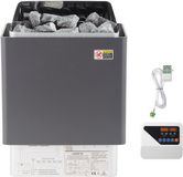 9 kW Poêle électrique de sauna avec commande externe, Acier inoxydable, pour pièces de 9-13 m³