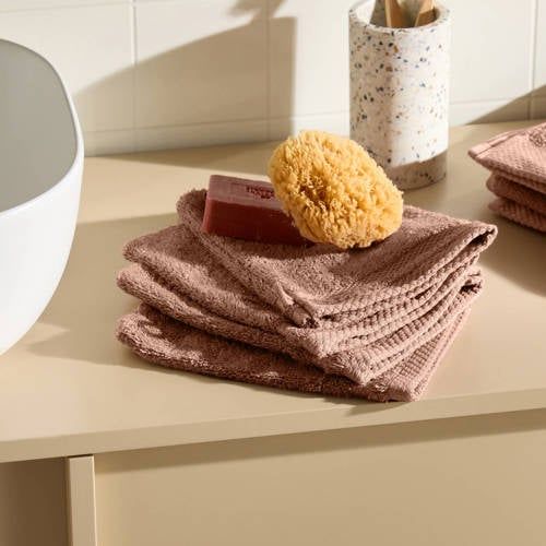 NOUS Living washand warmbruin (set van 4) (15x20 cm)