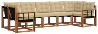vidaXL Buiten bank set 7 st Natuurlijk en Beige