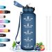 Waterfles, Marineblauw 1,5 liter waterfles, lekvrij, motiverende tijdschaal, voor sport, fitness, wandelen, fietsen, kamperen