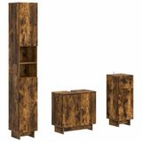 vidaXL - 3-delig - badkamerkast - set - EDE - Gerookt - eiken - Bewerkt - hout
