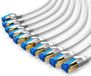 Primewire LAN-kabel, set van 10 stuks, CAT 8, plat, patchkabel tot 40 Gbit/s, S/FTP PIMF afscherming, RJ45-connectoren verguld, netwerkkabel 0,25 m, Ethernet, wit