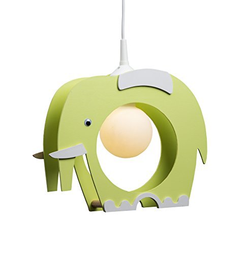 elobra Kinderlamp plafondlamp hanglamp olifant, kinderkamer, hout, lime groen, A++