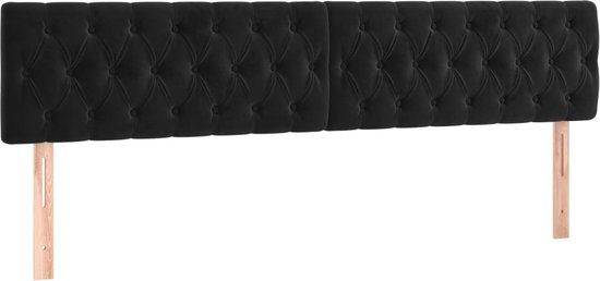 vidaXL Hoofdbord 200x7x78/88 cm fluweel zwart