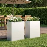 VidaXL Plantenbak 2 st wit 40 x 20 x 40 cm koudgewalst staal
