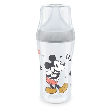 NUK Perfect Match Mickey Mouse Baby Bottle - 260ml - 3+ Months - Grey