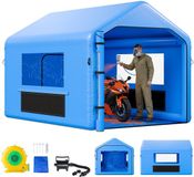 Latios Cabine de pulvérisation gonflable - Tente de pulvérisation - Dimensions 4 x 3 x 2,8 m - Souffleur 750 W - Système de filtration d'air - Toit triangulaire - PVC - Bleu