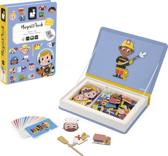 Janod Magnetibook Beroepen - Magneetboek Speelset - Educatief Spel - Vanaf 3 Jaar