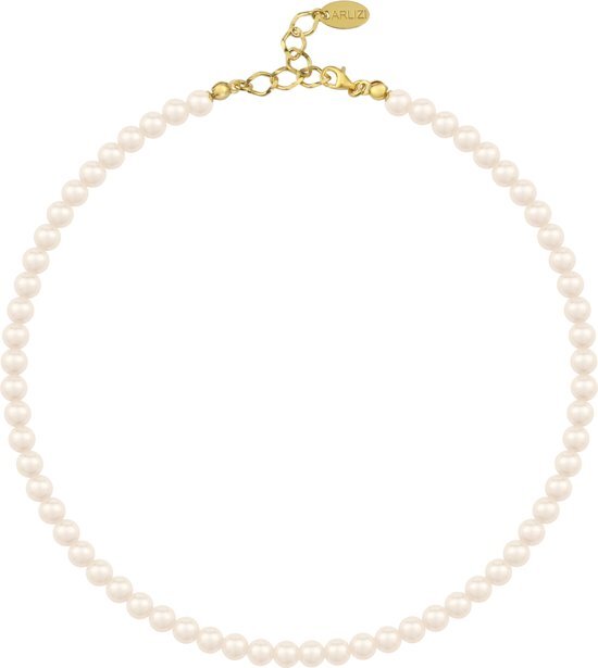 ARLIZI 1182 Parelketting - Dames - 925 Zilver Verguld - 42 cm - 6 mm - CrÃ¨me