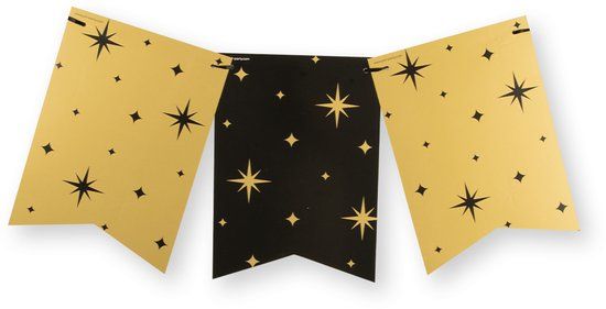 PD-Party Paperdreams Classy party flag banner gold/black - Stars