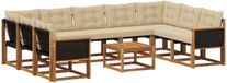 vidaXL Hoek loungeset 9 zitplaatsen Natuurlijk en beige Acacia hout