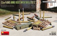 MiniArt 7.5cm PaK40 Ammo Boxes with Shells - set 2 Plastic Modelbouw Kit 1:35