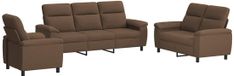 vidaXL Canapé 3 pièces Marron Tissu