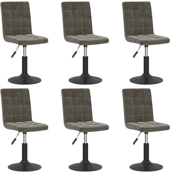 vidaXL Eetkamerstoelen draaibaar 6 st fluweel donkergrijs
