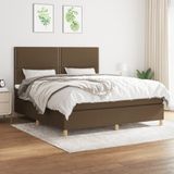 Maison Exclusive - Lit boxspring avec matelas, marron foncé, 180 x 200 cm, tissu