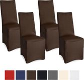 Beautissu Leona - Set van 4 Stoelhoes Stretch 45x90 cm - Bruin - Oeko-Tex