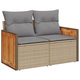 vidaXL 9-delige Loungeset met kussens, polyrattan, beige