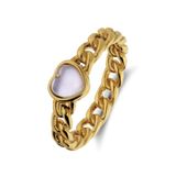 Lucardi Dames Stalen goldplated ring hart met kristal