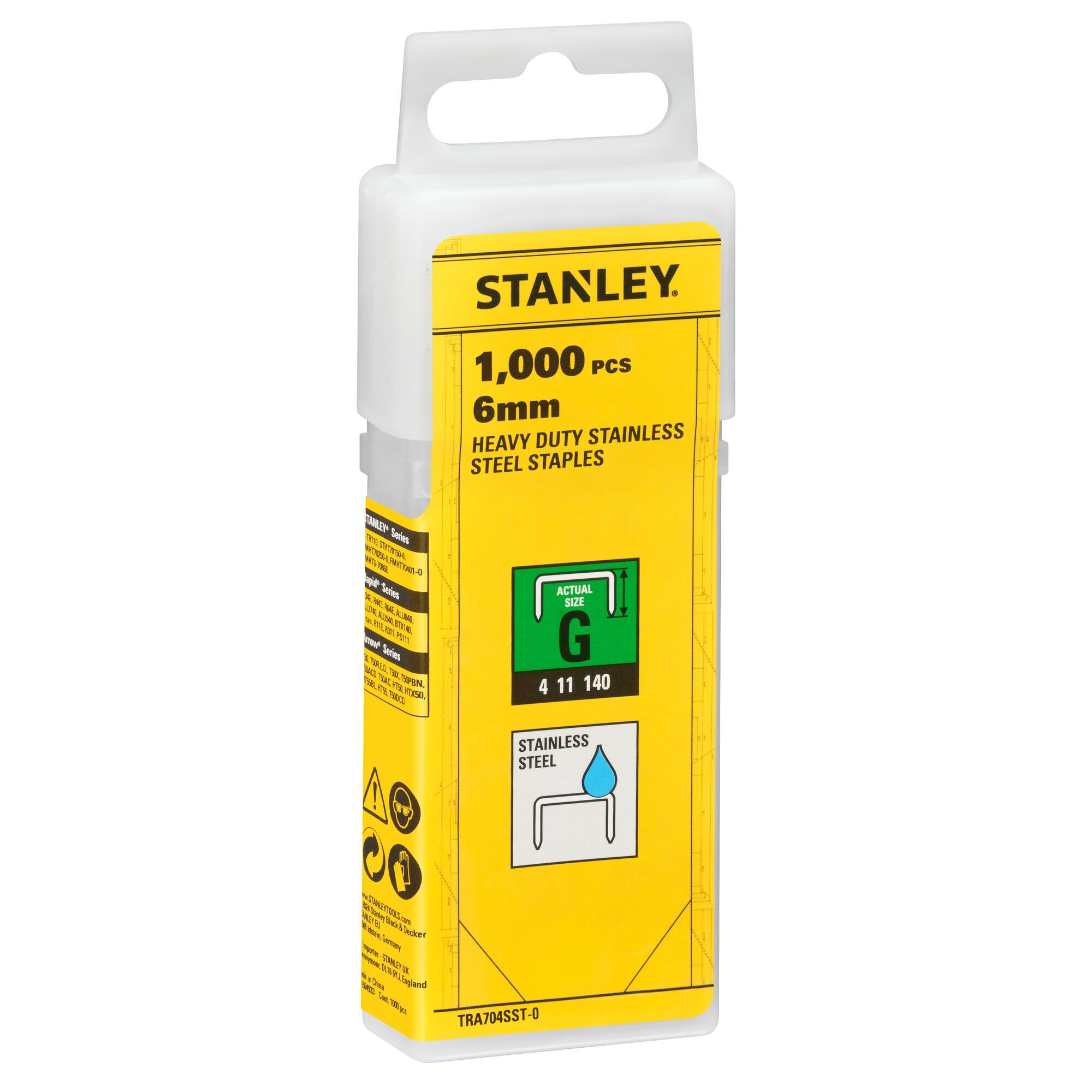 Stanley TRA704SST-0 Roestvrijstalen Zszywki - Typ G - 6 mm - 1000 stuks