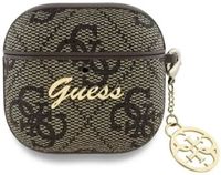 Guess Hoesje geschikt voor AirPods 4 | Premium Eco-leder en duurzaam PC | met Charm | Robuust | bruin