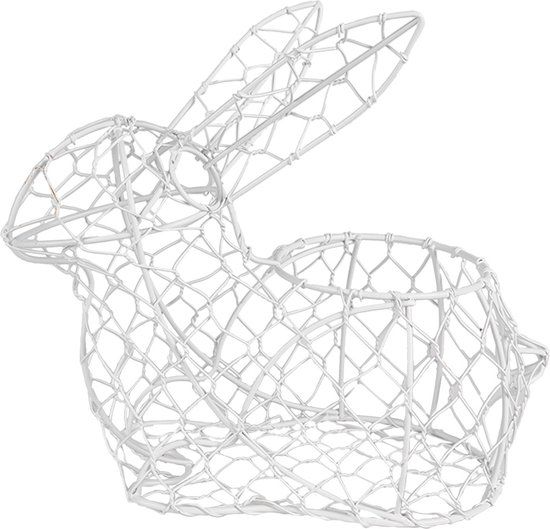Clayre & Eef Eiermand Konijn - 22 cm - Wit - Metaal