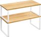 SONGMICS Kruidenrek, set van 2 keukenorganizers, keukenplank, kastorganizer, keuken, uitbreidbaar, kleine plank, stapelbaar, materiaal van metaal en hout, wolkwit/natuurbeige