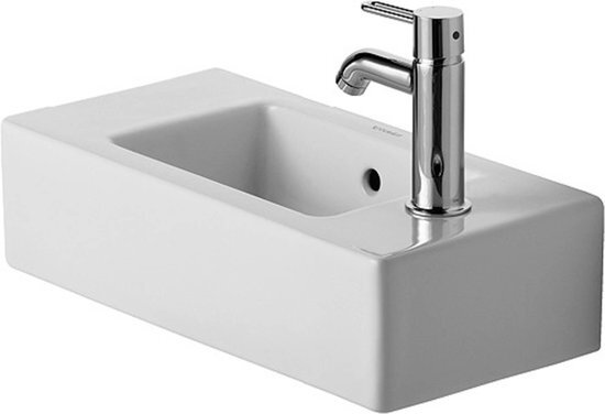 Duravit Vero fontein 50x25cm met kraangat links met overloop Wondergliss wit