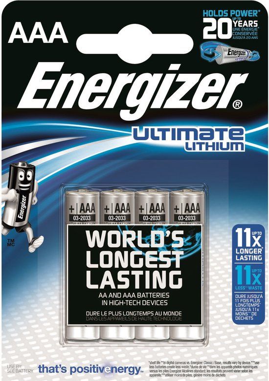Energizer Ultimate Lithium AAA Batterijen - 4 stuks