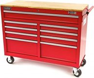 HBM Gereedschapswagen / Werkbank - 125 cm - Rood - 9 Lades - Met Wielen