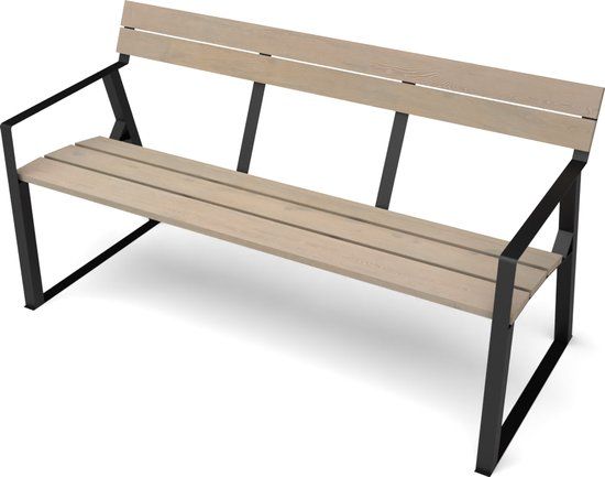 Merkloos Geroba Setti Zwarte Tuinbank - 150 cm Breed - Eikenhout