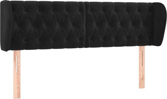 vidaXL Hoofdbord met randen 147x23x78/88 cm fluweel zwart