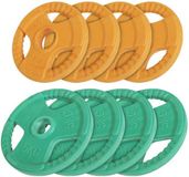 Gorilla Sports Voordeelbundel Olympische halterschijven 4 x 2,5 + 4 x 5 kg Gripper Gietijzer Rubber Coating - 50 mm