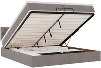 vidaXL - Ottoman bed with mattresses and LEDs - 200x200cm - fabric - taupe