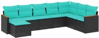 vidaXL 8-delige tuinbankset met kussens, zwart, polyrotan