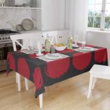 Bonamaison Tafelkleed, Anti-Mold, Sneldrogend, Waterdicht, 100% Polyester Tafellaken, rood Zwart, 140 x 160 Cm