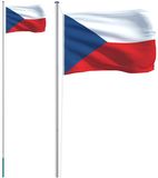 vidaXL Tsjechische vlag met mast, 6,08 meter, aluminium