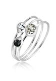 Elli - Ring - Dames Stapelen Set van 3 Elegant met Kristallen in 925 Sterling Zilver - Dames