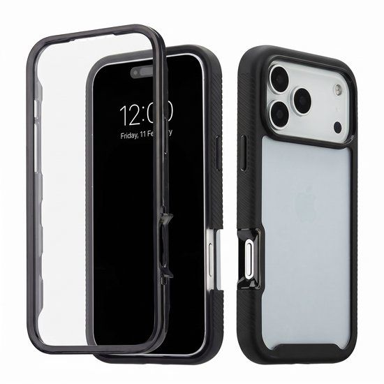 imoshion Hoesje - Geschikt voor Apple iPhone 17 Pro - 360° Full Protective Case - Zwart