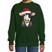 Bellatio Decorations Kersttrui / sweater boerderijdieren - kinderen - Koe - groen - kerstmuts - Kerstmis 134/146