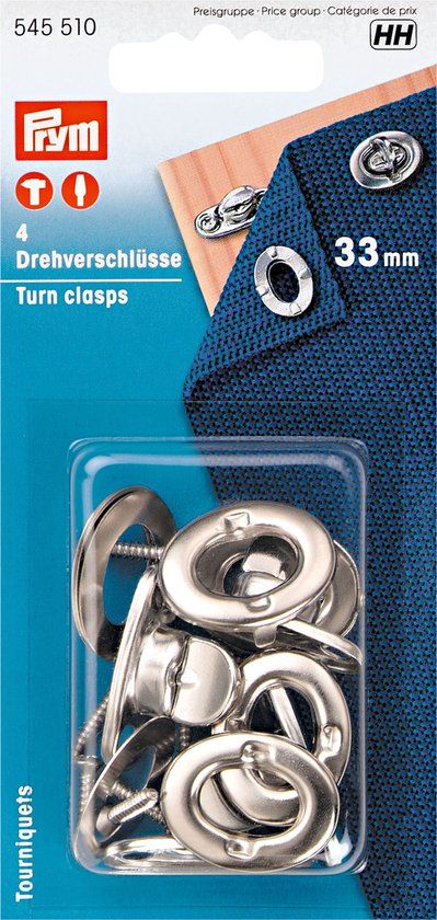 Prym Draaisluitingen - Tourniquets - 4 Stuks - Zilver - RVS