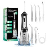 BarberBoss QR-7025 Waterflosser, Elektrische Monddouche, Draadloze Tandenreinigingsset, Zwart