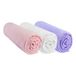 Set Easy dort Set van 3 hoeslakens 60 x 120 cm Babybed Wieg Paraplubed 100% Katoen Roze Wit Paars
